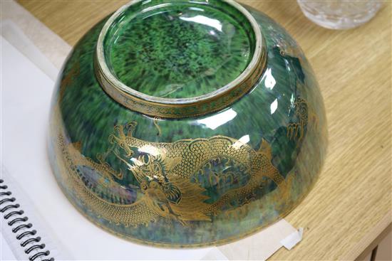 A green dragon lustre bowl